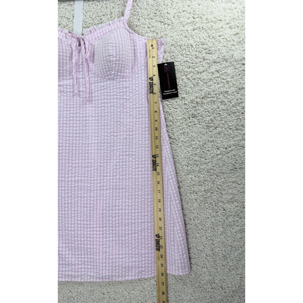 NWT Pink Gingham Cottagecore Milkmaid Mini Dress Coquette Fairycore L Babydoll - Picture 11 of 13